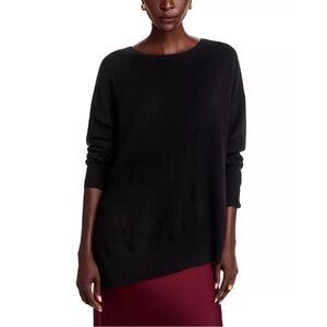 C by Bloomingdale's Cashmere‎ Boat Neck Asymmetrical Sweater Black SMALL